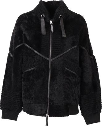 DIEGO M Giaccone in montone nappato con collo alto - Heren - Jassen - Zwart - XS - Jassen