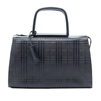 Burberry Gecertificeerde Tweedehands Huis Check Ge&euml;mbossed Leren Handtas