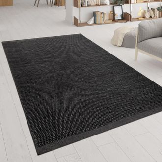 Paco Home Paco Home - Alfombra Tejido Hecho A Mano Look Escandinavo Patr&oacute;n Jaspeado En Antracita 140x200 Cm