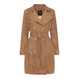 BTF-CPH Btfcph - Klassieke Su&egrave;de Trenchcoat - Dames - Mantels - Bruin - Maat: S Su&egrave;de