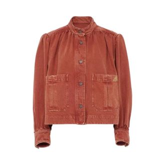 Chlo&eacute; High-Neck Gathered Jacket - female - Chlo&eacute; - Denim Jackets - Orange - XS - Jackets