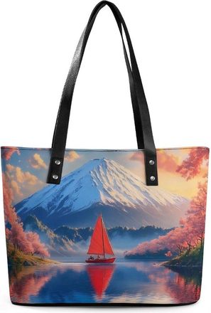 Generic Japanese Mount Fuji Boat Tote Bags for Women Cute Shoulder Purses Handbags