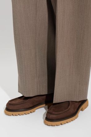 Ferragamo Suede Shoes Stanley, Mens, Brown