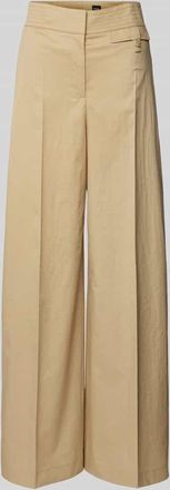 HUGO BOSS Wide Leg Stoffhose mit B&uuml;gelfalten Modell Tiana in Beige, Gr&ouml;&szlig;e 46