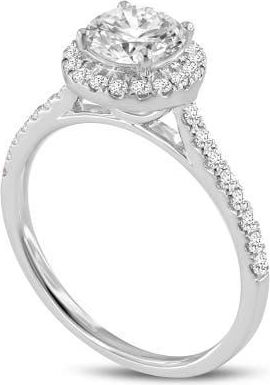 LuvMyJewelry Solstice 14K White Gold Round Cut Lab Grown Diamond Halo Engagement Ring - 1.3 Ct at Nordstrom, Size 6.5
