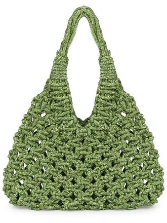 Hibourama Bags Intricately Woven Green Resin Shoulder Bag