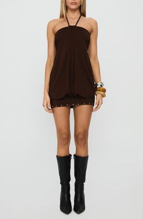 Princess Polly Jordonna Halter Minidress in Chocolate at Nordstrom, Size 10