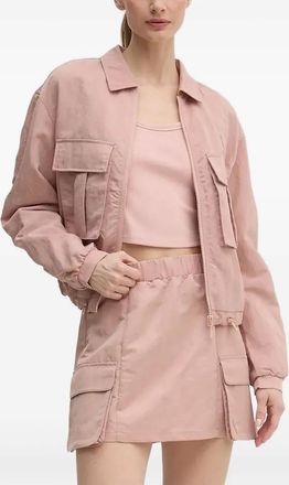 Guess Co triangle-logo zip-up jacket - Pink