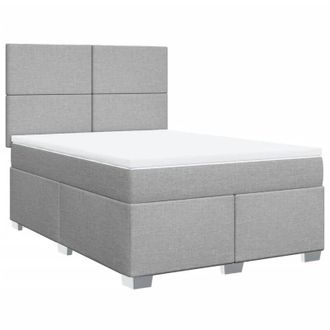vidaXL Cama Box Spring Con Colch&oacute;n Tela Gris Claro 160x200 Cm Vidaxl