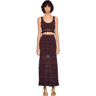 Sandro Pointelle knit crop top in Brown at Nordstrom, Size X-Small