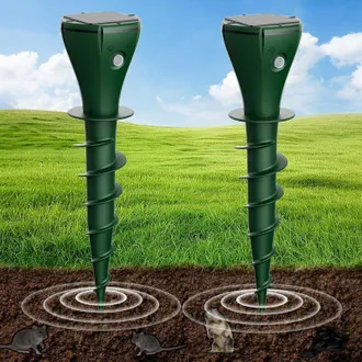 OEM Repelente De Topos Con Energ&iacute;a Solar, Juego De 2 Piezas, Repelente De Topos Por Vibraci&oacute;n Y Ultrasonido, Eficaz Contra Topos, Topillos, Ratones, Serpi