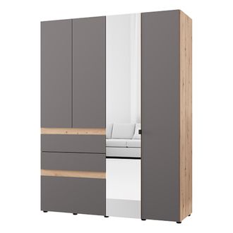 Dmora Guardarropa Grande Ushuaia, Armario Dormitorio 3 Estantes, 3 Cajones, Perchero, 155x208h Cm Negro Antracita