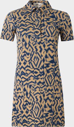 Diane Von F&uuml;rstenberg Rachel Ruched Geometric-Print Mini Dress
