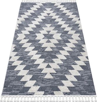 RugsX Alfombra Sevilla Z250a Diamantes Azul / Gris Franjas Bereber Marroqu&iacute; Shaggy Blue 200x290 Cm