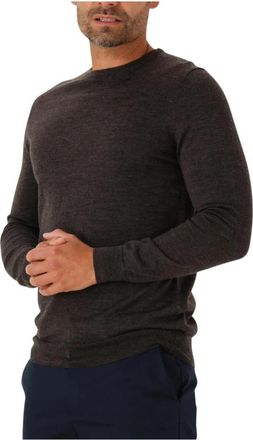 Profuomo Bruine Merino Crew Neck Pullover Sweater - Heren - Ronde hals truien - Bruin - L - Wol - Truien & Vesten