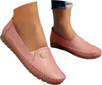 Generic Loafers Shoes for Women,Orthopedic Shoes for Women,Ladies Casual Slip On Leather Loafer Comfort Low Top Leather Lightweight Round Toe Business Work Lo