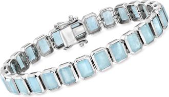 Ross-Simons Bezel-Set Aquamarine Bracelet in Sterling Silver