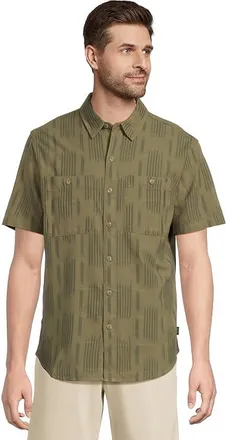 Mountain Hardwear Grove Hide Outtm Short Sleeve Shirt Mens Clothing Mission Olive Ikat Jacquard : 2XL, Cotton
