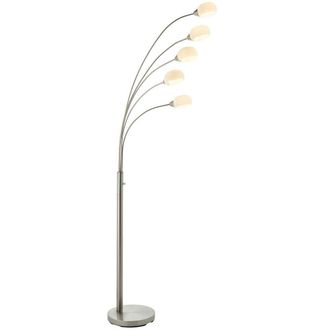 Loops 5 Light Floor Lamp Nickel & Glass Tall Standing Curved Multi Arm Living Room in Metallics
