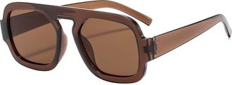 Generic Square Mens Outdoor Sunglasses Driving Womens Commuting Sports Sun Glasses(Brown)