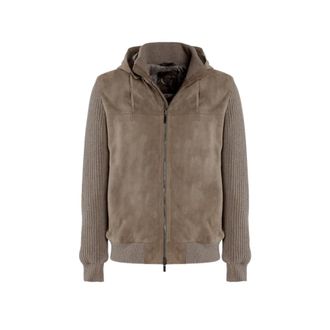 Gimos Light Jackets, male, Gray, L, Soft Suede Jacket with Hood