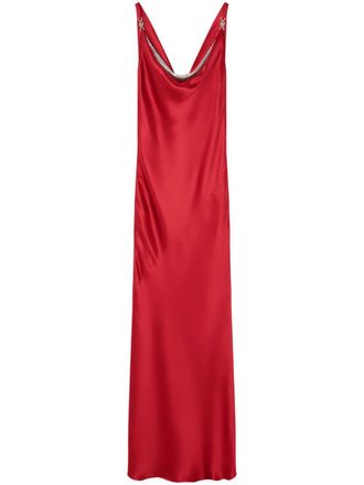 Versace Metal Mesh slip satin gown - Red