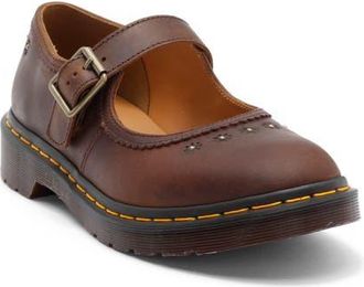 Dr. Martens Flower Mary Jane Flat in Dark Brown at Nordstrom, Size 10Us