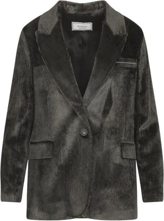 PESERICO Corduroy Single-Breasted Blazer - Dames - Blazers - Bruin - L - Leer - Jassen