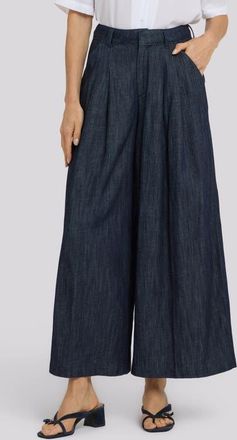 NYDJ Giselle Pleated Wide Leg Ankle Jeans in Dark Indigo at Nordstrom, Size 14