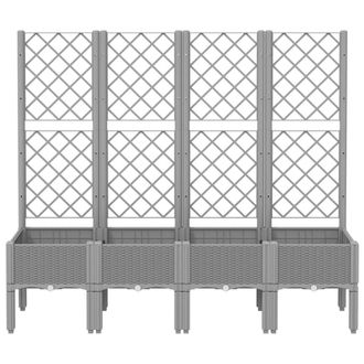 Berkfield Home Garden Planter with Trellis Light Grey 160x40x142 cm PP | Size: 160 x 40 x 142 cm