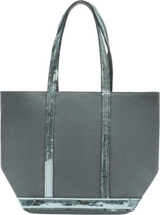 Vanessa Bruno Tote Bags, female, Gray, Size: ONE SIZE Canvas M Zipped Cabas Tote