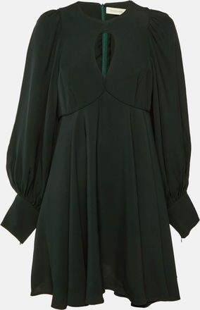 Zimmermann Dark Green Crepe Keyhole Detail Mini Dress