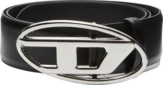 Diesel Black Oval D Leather Belt