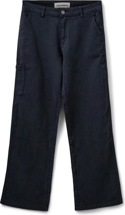 Sofie Schnoor Navy Straight-Leg Broek met Zijzak - Dames - Straight fit broeken - Blauw - L - Katoen - Broeken
