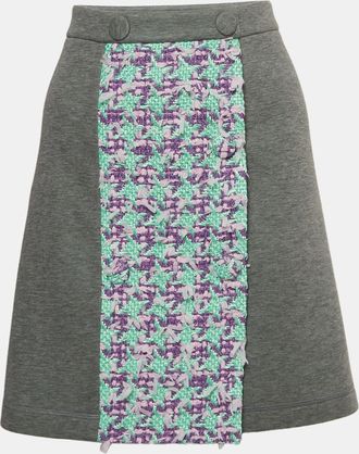 Moschino Boutique Moschino Grey Modal And Cotton Tweed Detail Mini Skirt