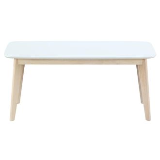 Miliboo Banco Dise&ntilde;o 100cm Blanco Y Madera Leena