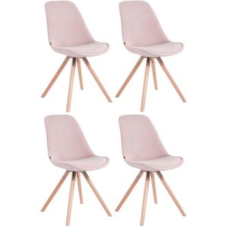 Clp Set De 4 Sillas De Comedor Toulouse Rund En Terciopelo Rosado Natural