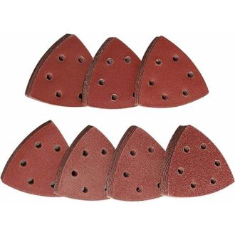 OEM Juego De 70 Almohadillas De Lijado Triangulares Abrasivas Autoadhesivas Con 6 Orificios, Granos 60/80/120/180/240/320/400 - Juego De Papel De Lija Tri