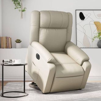 vidaXL Vidaxl - Sill&oacute;n Reclinable Elevable El&eacute;ctrico De Cuero Sint&eacute;tico Crema