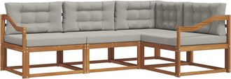 vidaXL Conjunto De Sof&aacute;s De Exterior 4 Uds. Gris Natural Y Claro Vidaxl