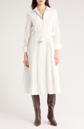 Derek Lam Annette Long Sleeve Tie Waist Shirtdress in Soft White at Nordstrom Rack, Size 18 (Similar To 16W-18W)