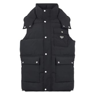 Philipp Plein Jassen, Heren, Zwart, XL, Nylon, Nylon Puffer Vest Gothic Plein