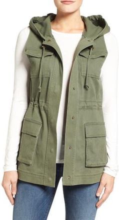 Matty M Matty M Hooded Military Vest in Olive at Nordstrom Rack, Size X-Small