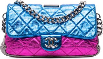 Chanel Pre-owned Womens Quilted Shoulder Bag - Blue Leather - One Size