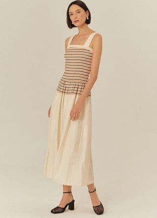 Exquise Opal Midi Dress in Orange Striped at Nordstrom, Size Medium