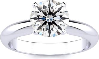 SuperJeweler Lab Grown Diamond Solitaire Ring In Sterling Silver Lab Grown Diamond Engagement Ring, All Carat Weights