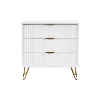 Julian Bowen Murano Chest Of Drawers With 3 Drawers 80cm - Matt White - Julian Bowen | TJ Hughes