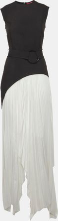 Solace London Black/white Synthetic Pleated Anya Maxi Dress