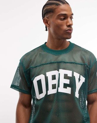 Obey Top stile college in jersey verde