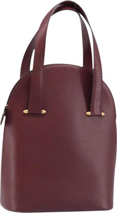 Cartier Vintage Must De Cartier Leather Burgundy Leather Handbag (Pre-Owned)